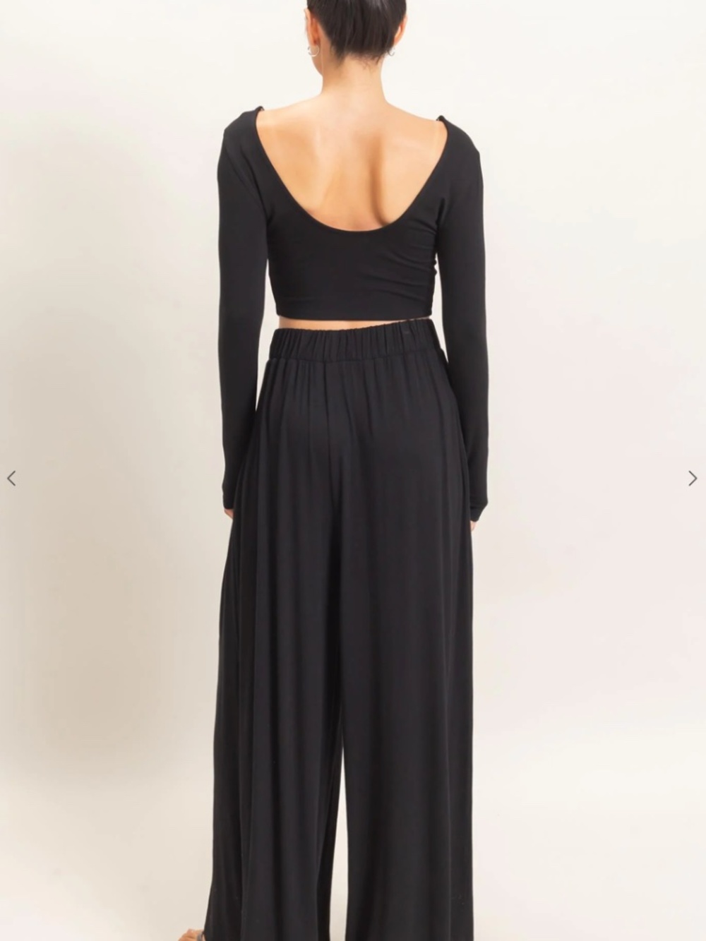 NEW HYFVE Black Long Sleeve Crop Top & Wide Leg Lounge Set S/M/L - Picture 4 of 6
